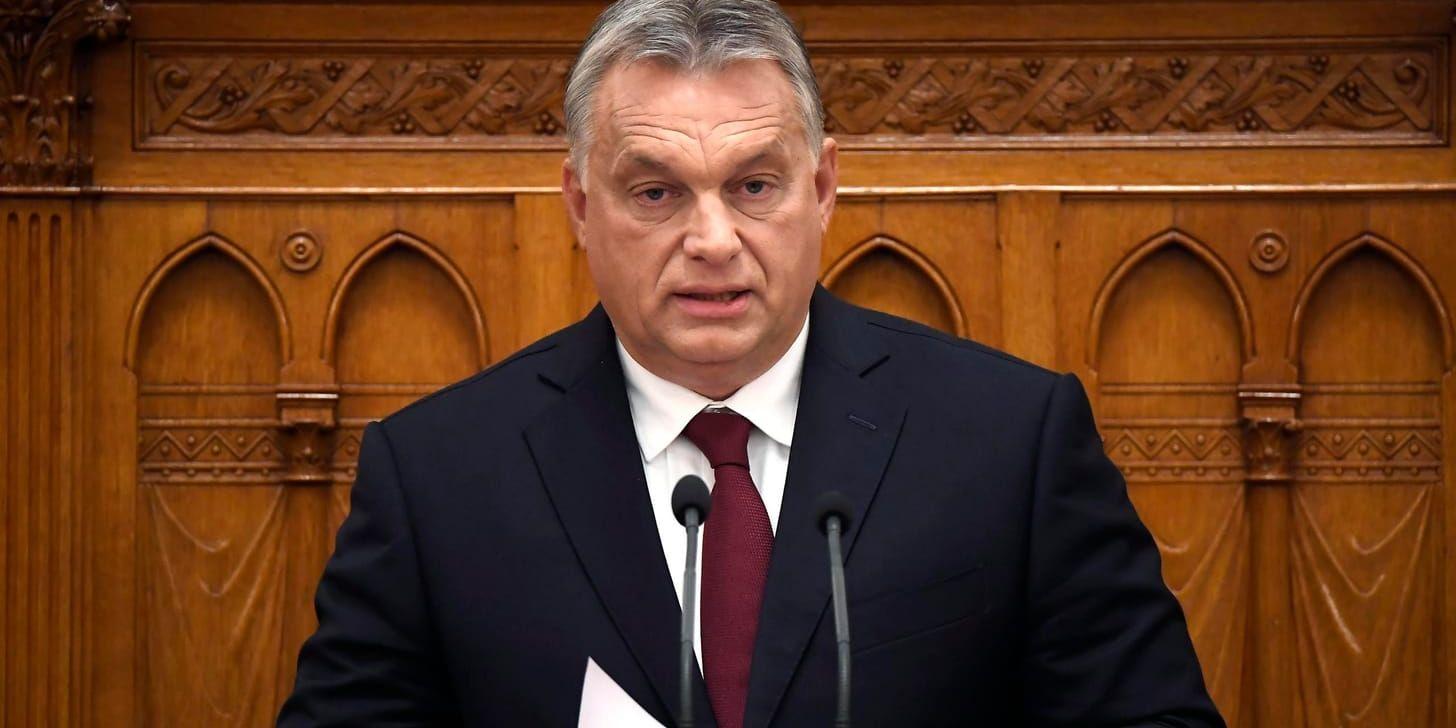 Ungerns premiärminister Victor Orbán talade till parlamentet på måndagen.