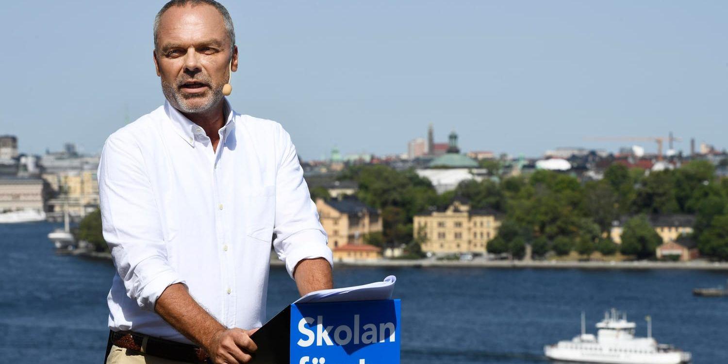 Liberalernas partiledare Jan Björklund (L) sommartalar på Ersta terrassen i Stockholm.