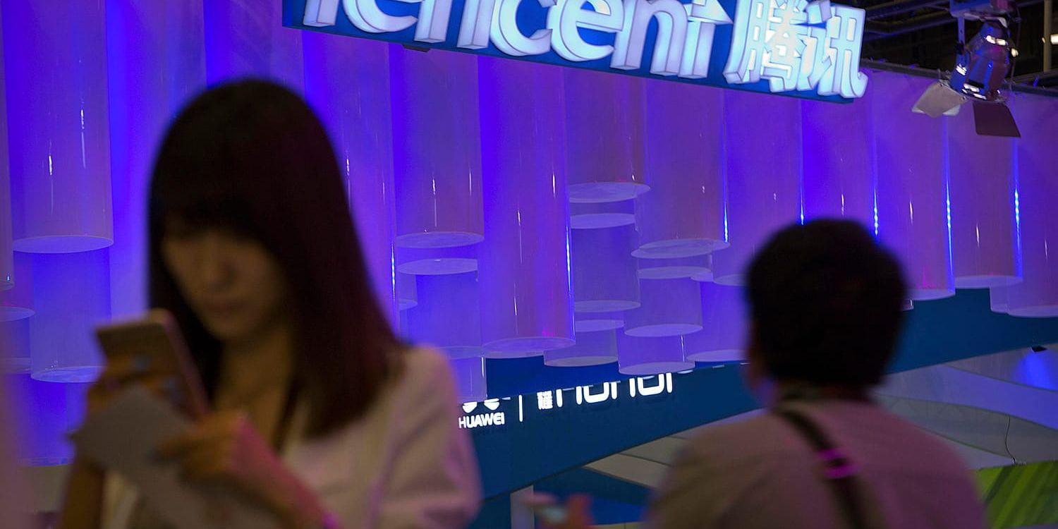 Det kinesiska it-bolaget Tencents nettovinst backade något under andra kvartalet jämfört med samma period 2017. Arkivbild