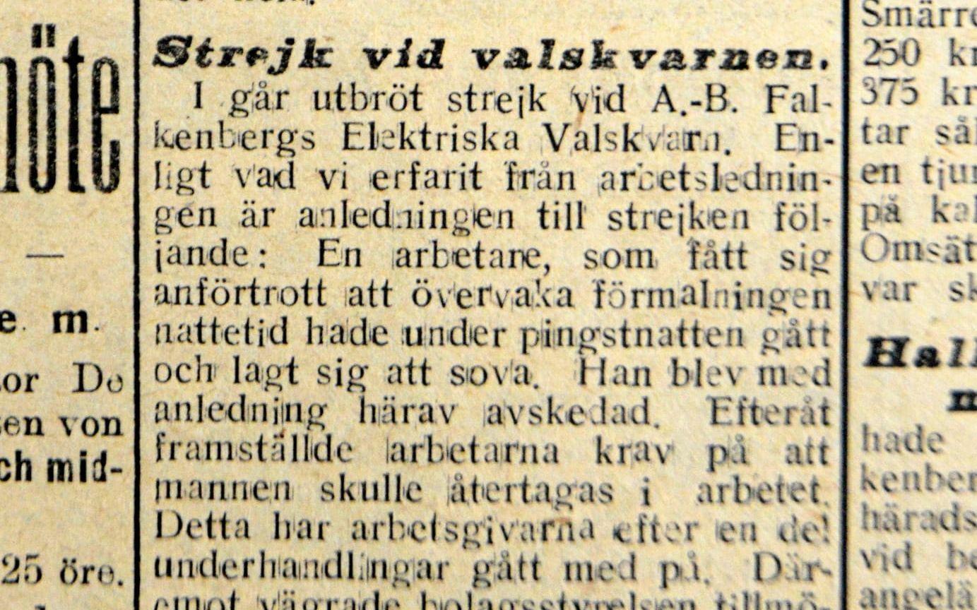 Falkenbergs-Posten, juni 1917. Strejk hade utbrutit.