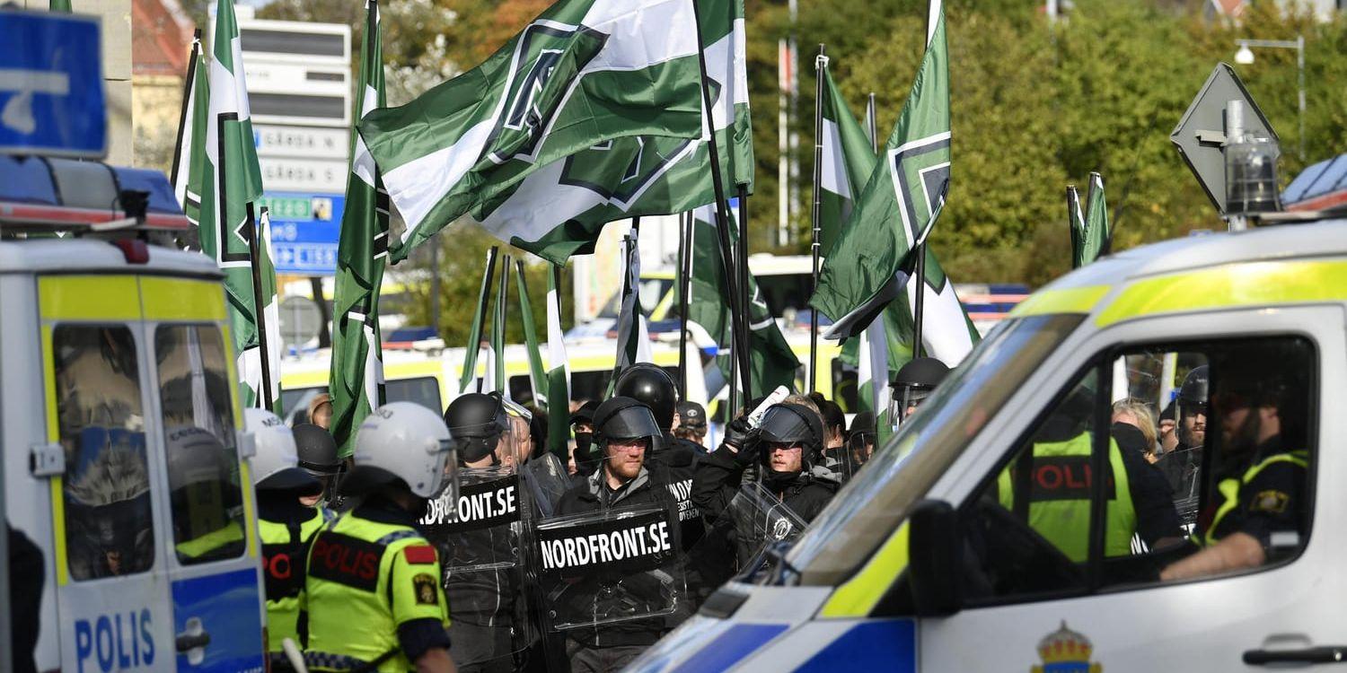 Nordiska motståndsrörelsens demonstration i slutet av september. Arkivbild.
