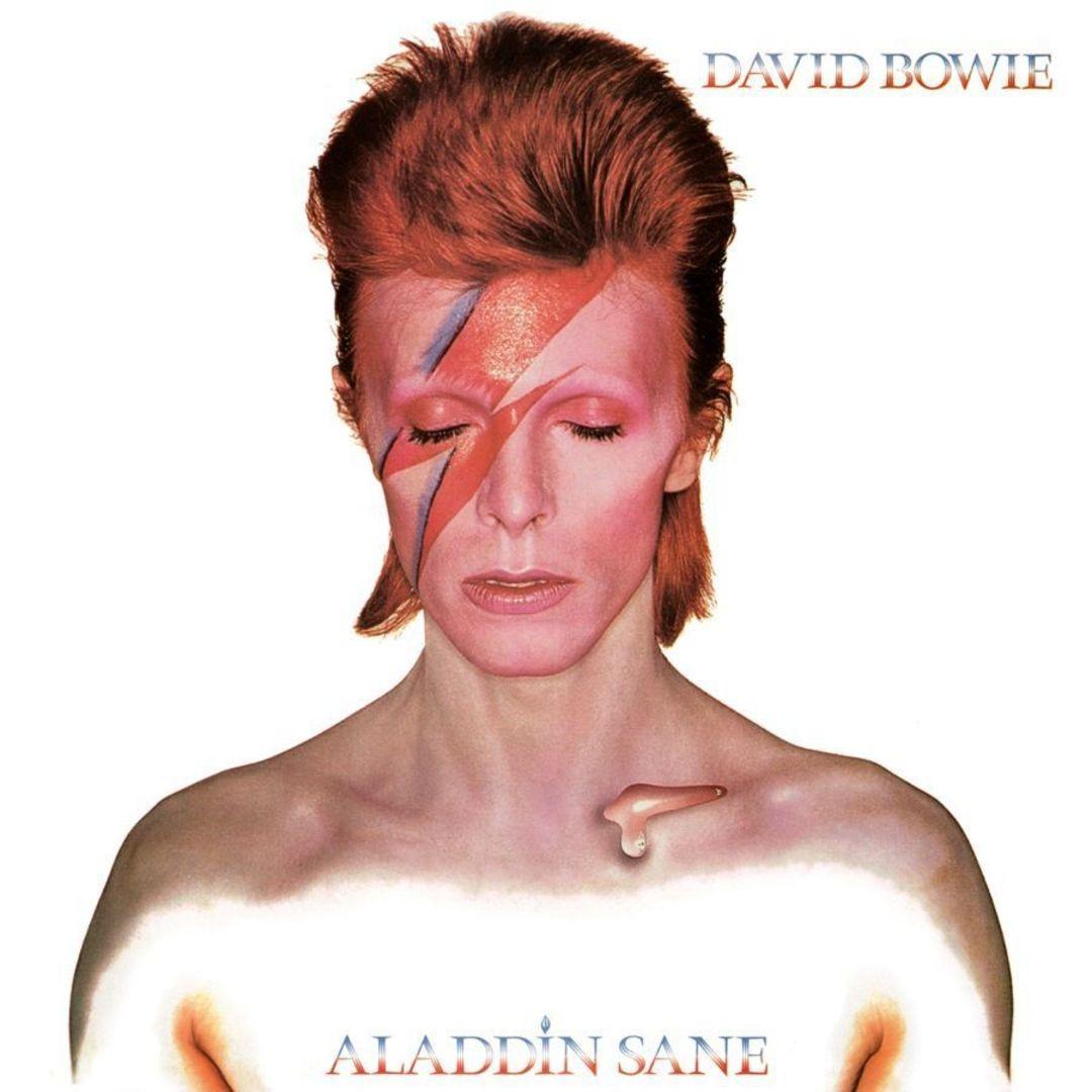 Omslaget till David Bowies album från 1973, &quot;Aladdin Zane&quot; – som kan läsas &quot;A lad insane&quot; (en galen grabb),
