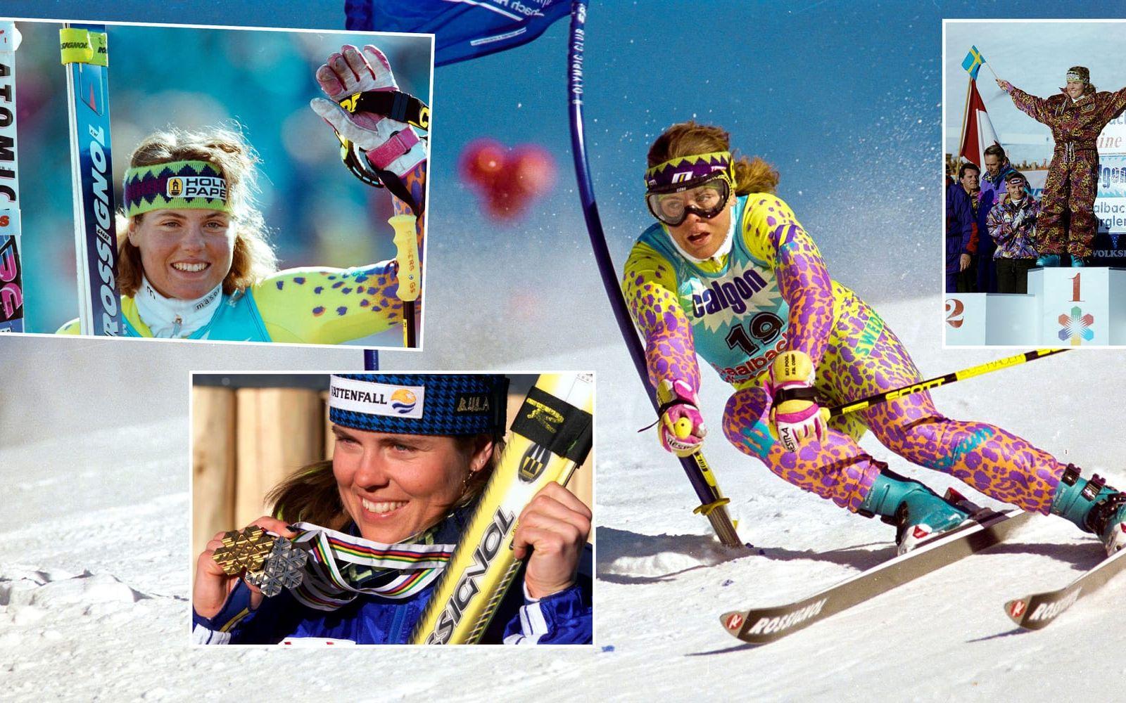 <strong>4. Pernilla Wiberg, alpint.</strong> Guld i två raka OS, Albertville och Lillehammer, dessutom ett silver vid spelen i Nagano 1998. Wiberg lyckades också vinna fyra VM-guld. Och 1991 fick hon bragdguldet. Imponerande fakta: under karriären vann hon världscuptävlingar i alla fem discipliner. Foto: Bildbyrån