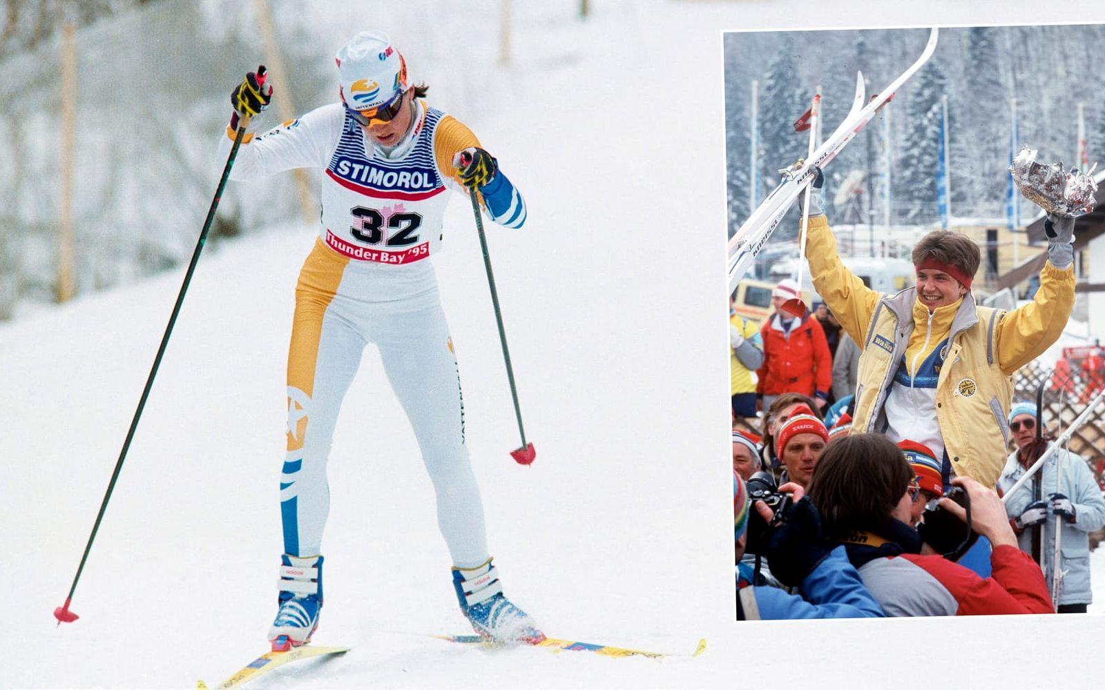 <strong>25. Marie-Helene Östlund, längdskidor.</strong> Världsmästarinna på 20 kilometer fristil i Oberstdorf 1987. En framgång som gjorde att hon blev "Billan" med hela svenska folket. Tog även ett VM-silver och två brons mellan 1987-1995. Foto: Bildbyrån
