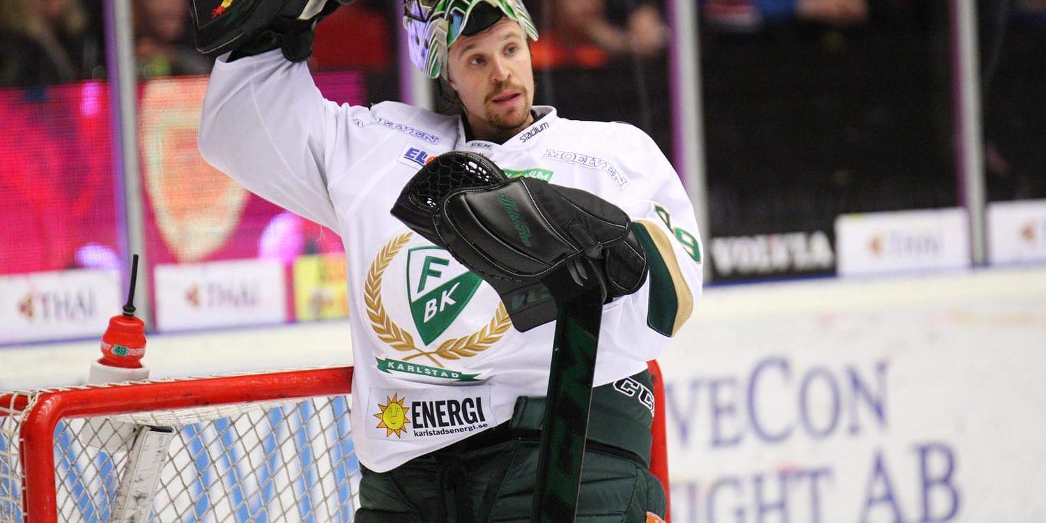 Justin Pogge, som spelade i Färjestad 2014–2016, är tillbaka i SHL. Han har skrivit på för Rögle för resten av säsongen. Arkivbild.