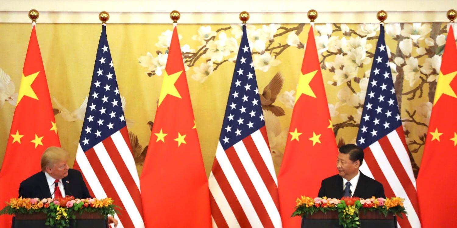 Handelskriget mellan USA och Kina får effekt. Bilden från ett möte mellan ländernas ledare, USA:s Donald Trump och Kinas Xi Jinping, i november i fjol. Arkivbild.