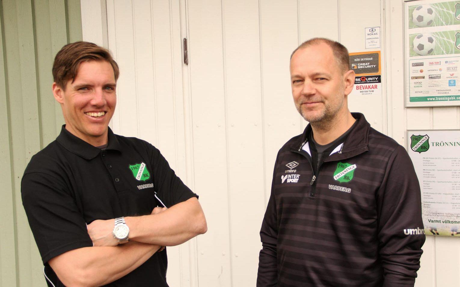 Jens Keller och Tony Skoog leder Trönninge BK:s ungdomssatsning. De känner varandra sedan pojk- och juniorlagsåren i Bois.