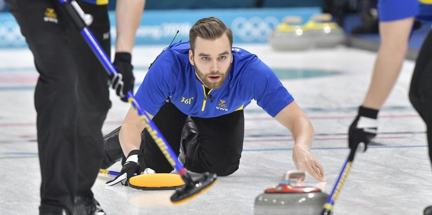 Oskar Erikssons Sverige är i semifinal i curling-VM i Las Vegas. Arkivbild.