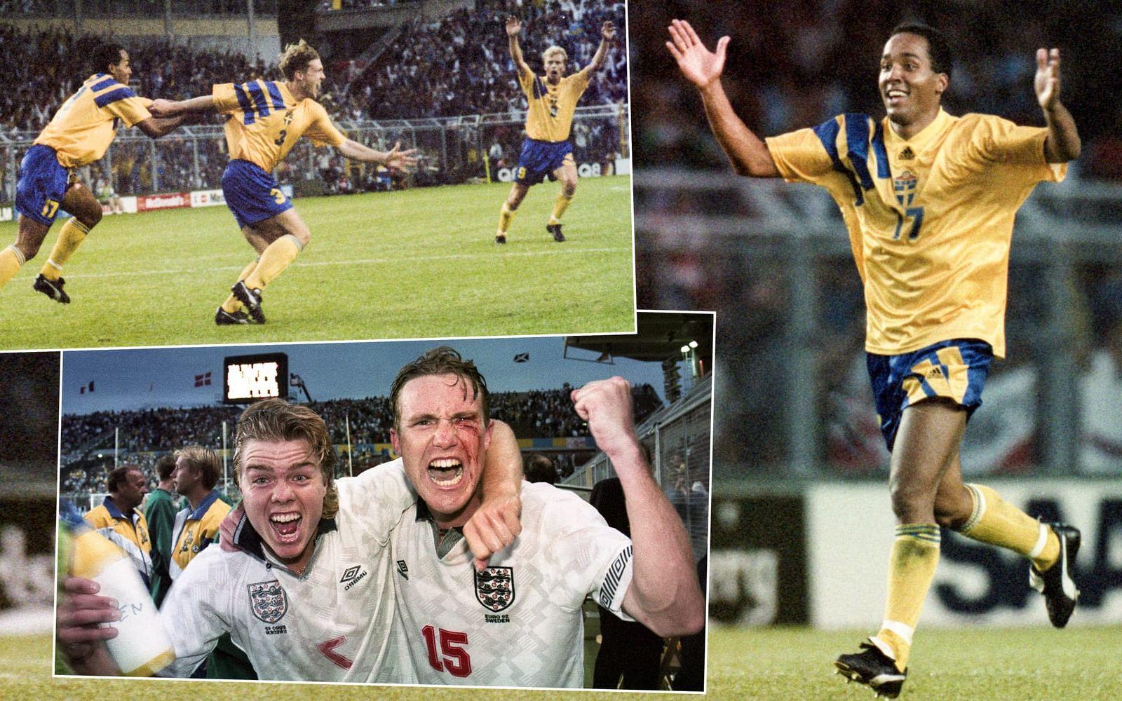 <strong>3. Sverige–England 2–1, EM på Råsunda den 17 juni 1992.</strong> En av de mest klassiska och dramatiska segrarna i landslagets historia. Foto: Bildbyrån