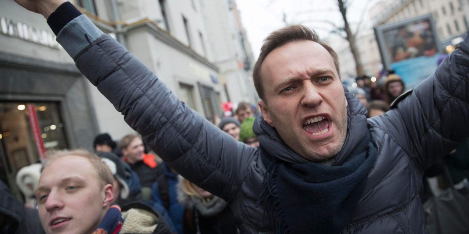 Den ryske oppositionspolitikern Aleksej Navalnyj vid en demonstration i Moskva i januari.