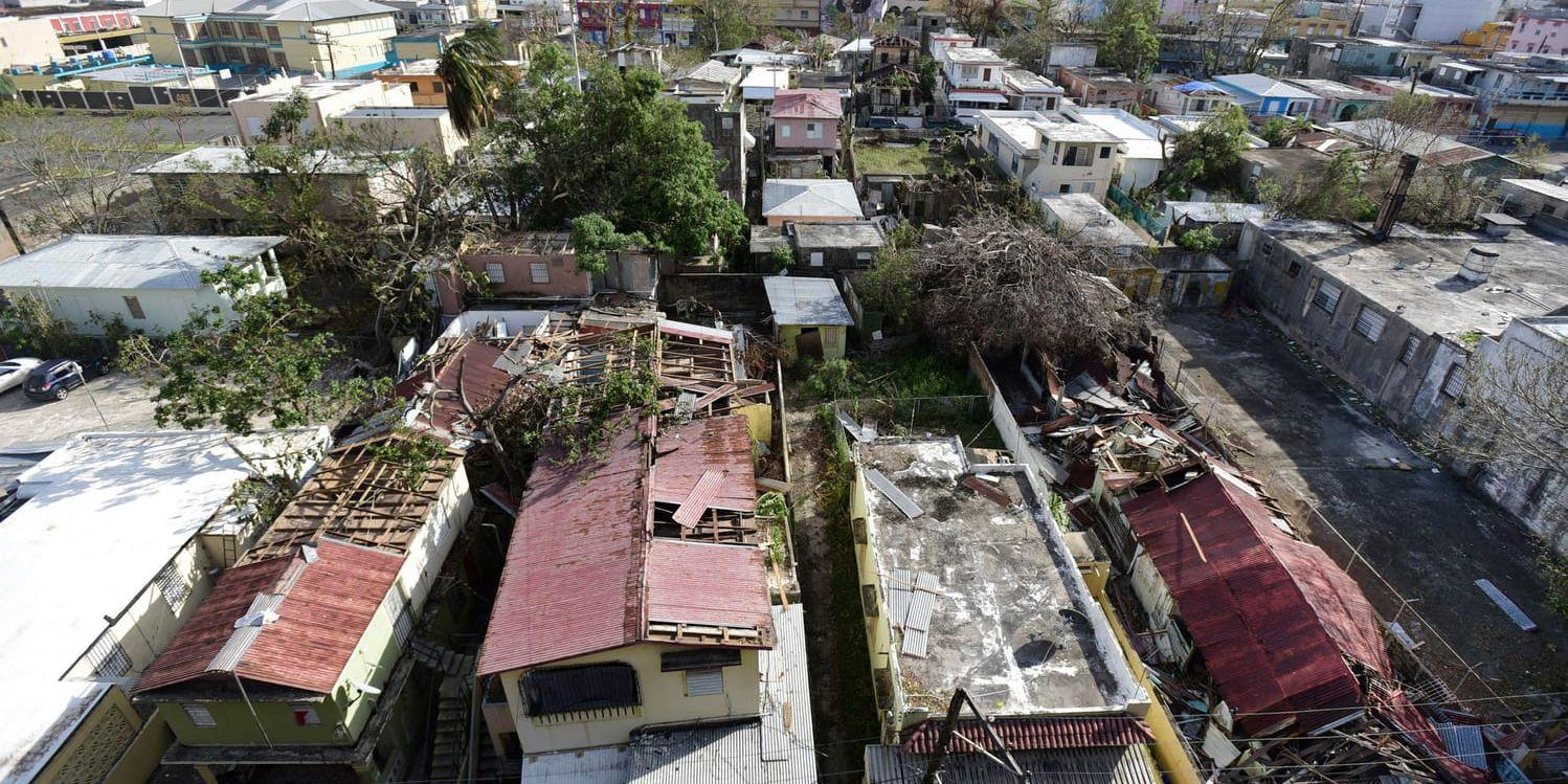 Förstörda hus i huvudstaden San Juan i Puerto Rico.