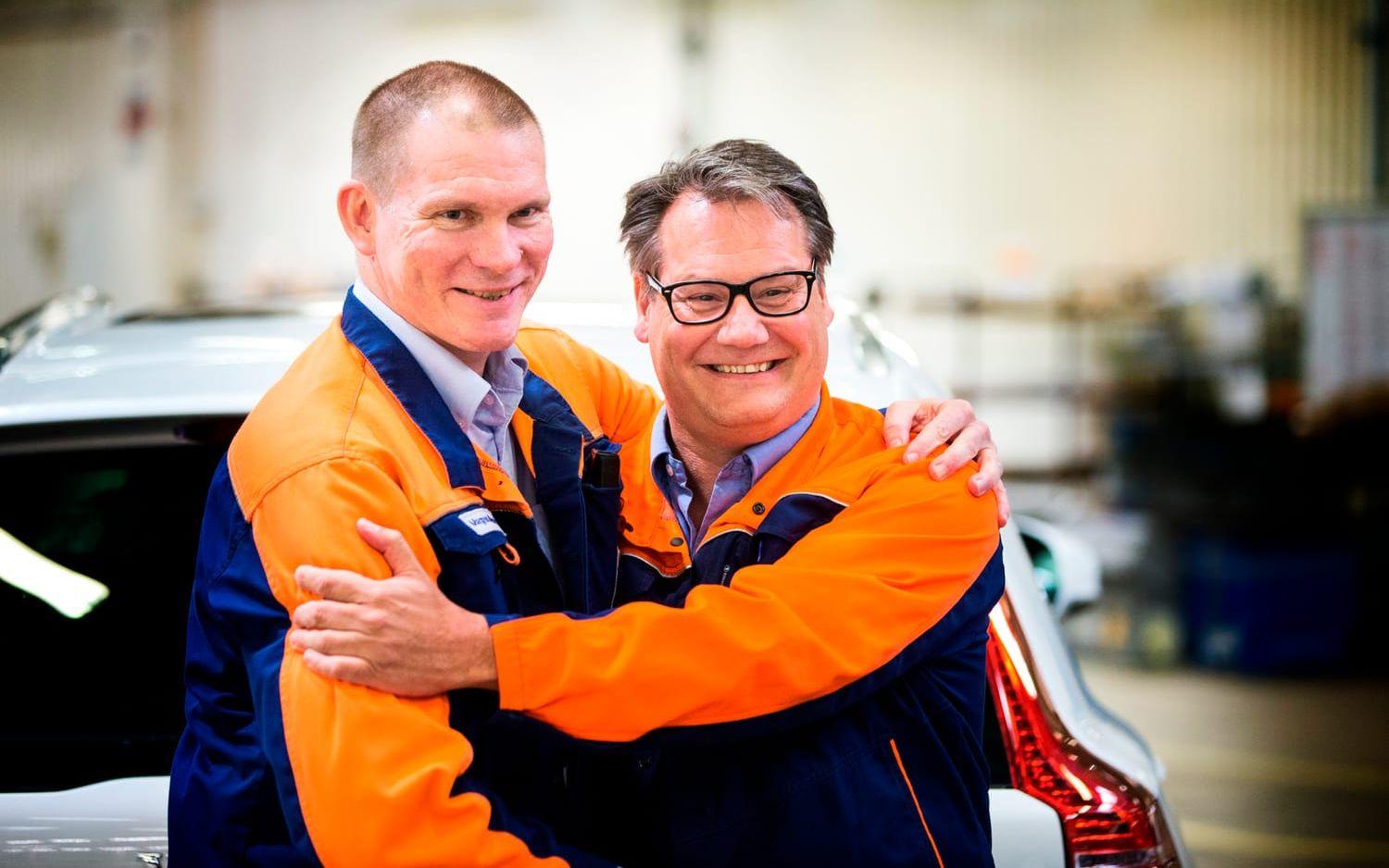 Magnus Nilsson, platschef på Volvo i Torslanda, och Roger Fred, fabrikschef för montering.