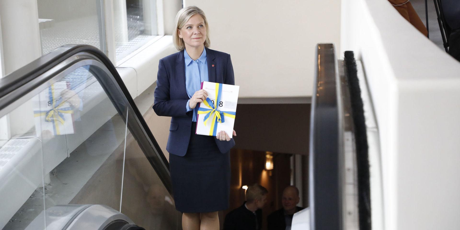 STOCKHOLM 20180415 Finansminister Magdalena Andersson (S) kommer riksdagen med regeringens ekonomiska vårproposition.
Foto Christine Olsson / TT kod 10430