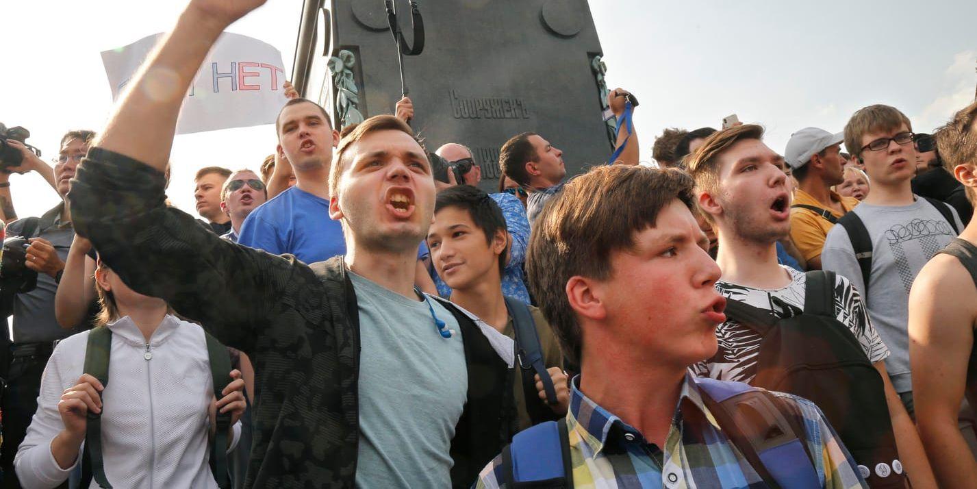 Demonstration i centrala Moskva mot ny pensionsålder.
