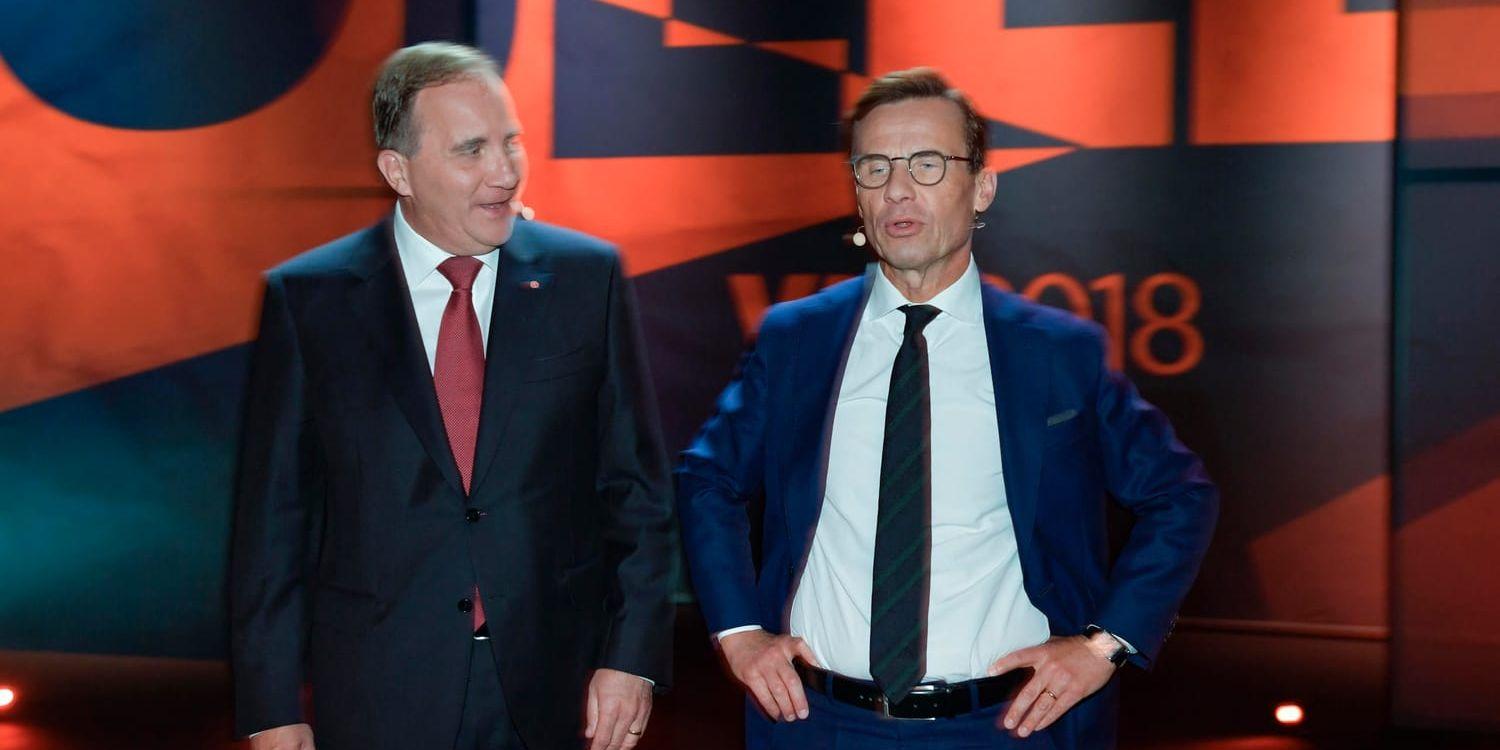 Socialdemokraternas partiledare Stefan Löfven och Moderaternas partiledare Ulf Kristersson. Arkivbild.