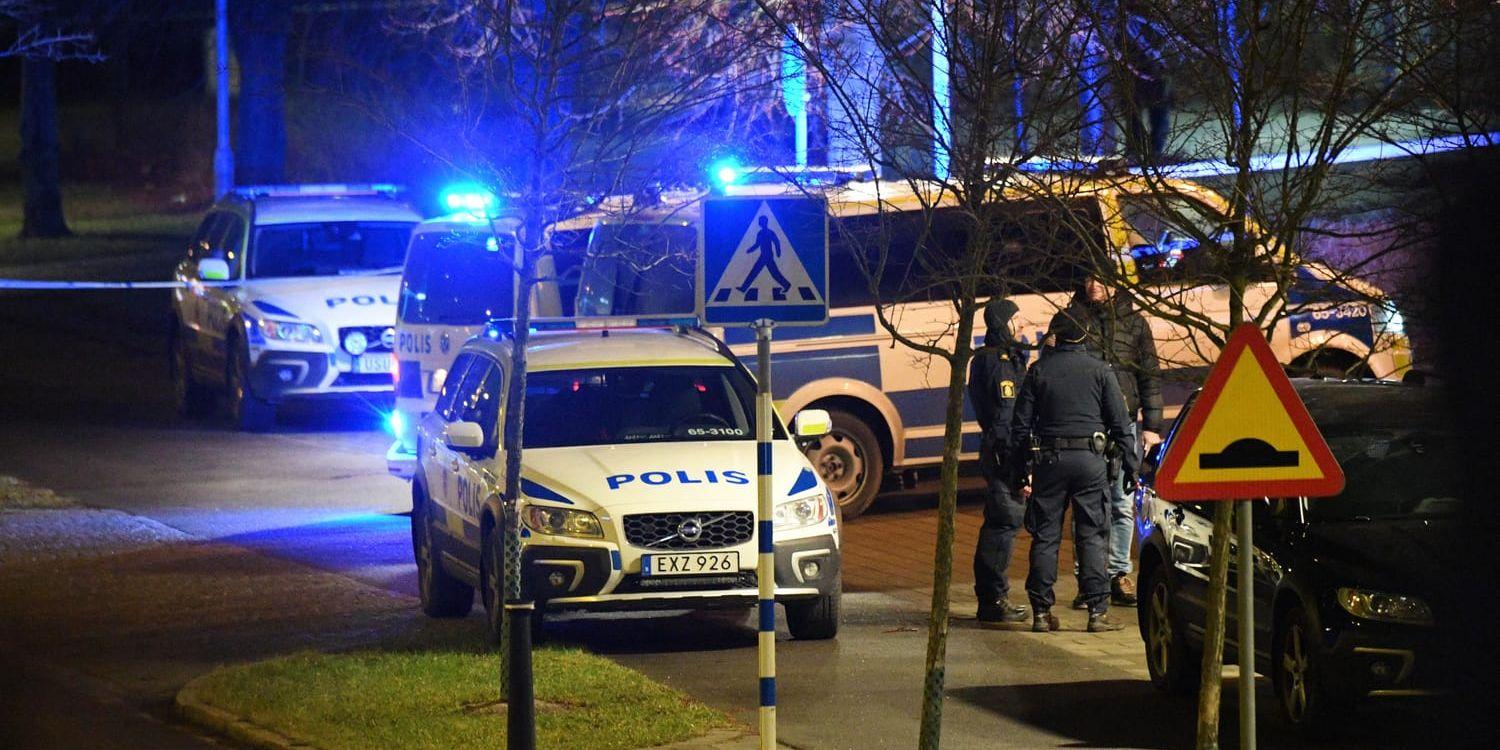 Ett föremål exploderade på gården vid polisstationen i Rosengård i Malmö.
