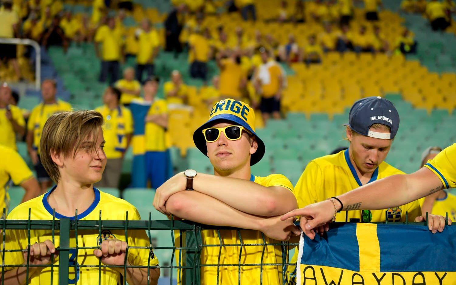 De svenska fansen är på plats för att stötta landslaget.Bild: Bildbyrån
