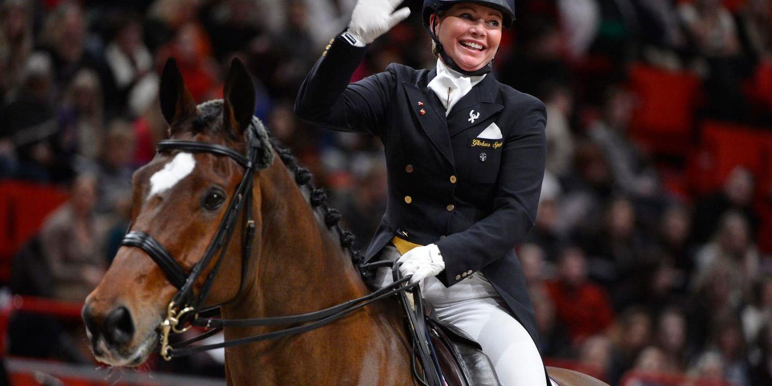 Charlotte Haid Bondergaard, här på hästen Triviant 2, var bäst av svenskarna i första omgången i Nations Cup-tävlingen i dressyr i brittiska Hickstead. Arkivbild.