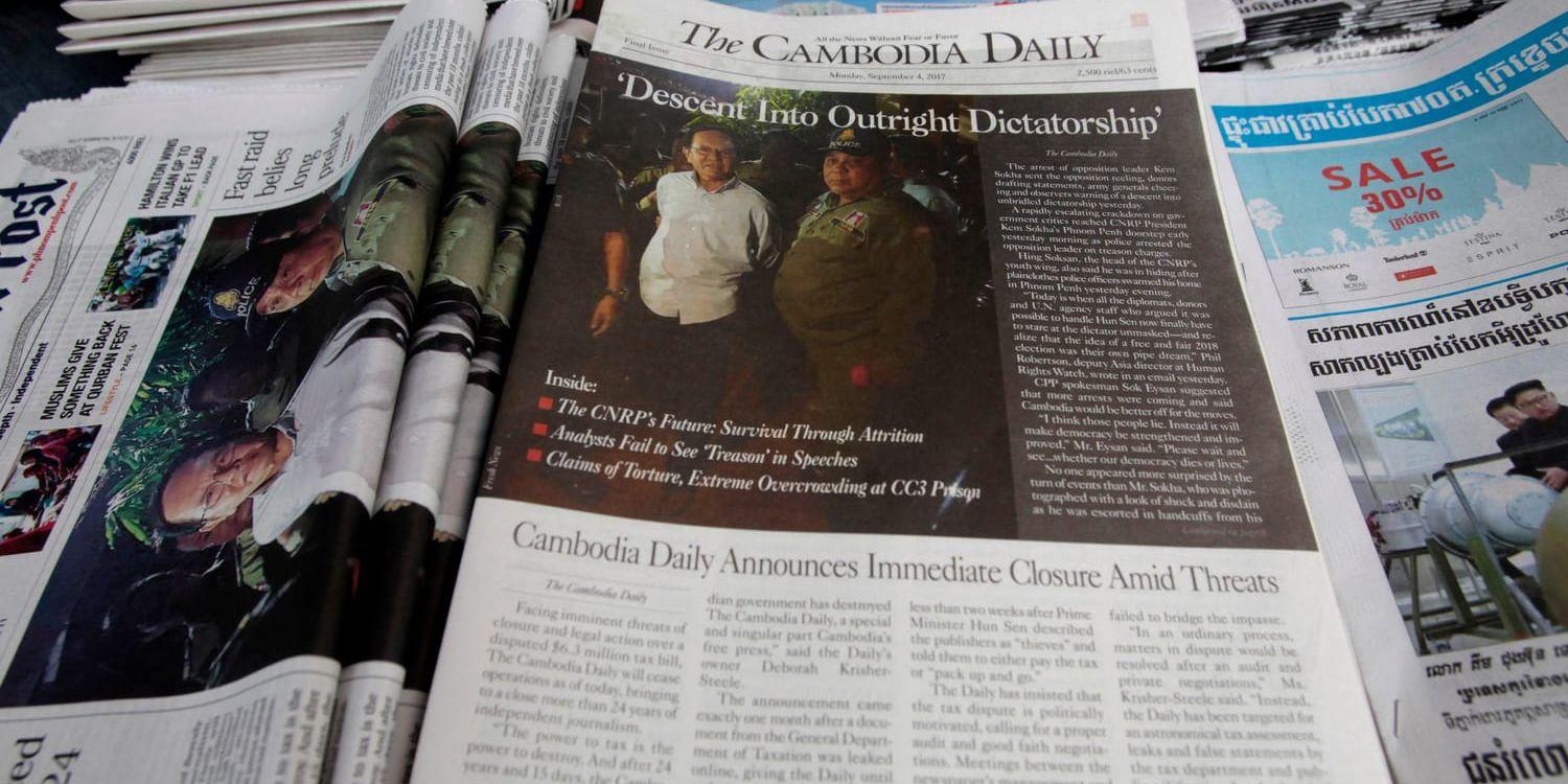 The sista numret av The Cambodia Daily, för en vecka sedan, handlade om gripandet av oppositionsledaren Kem Sokha.