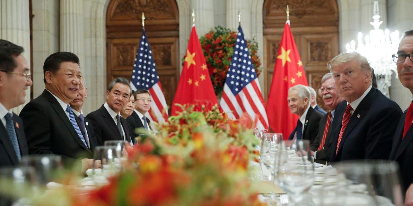 När Donald Trump och Xi Jinping sågs på G20-mötet i Argentina kom de överens om att försöka få ett slut på handelskriget. Arkivbild.
