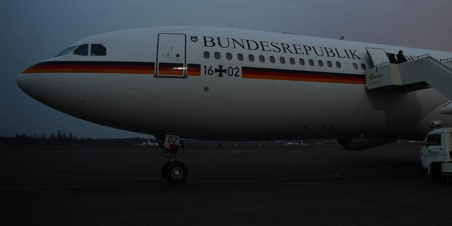 Ett plan av typen Airbus A340 som används av Tysklands förbundskansler Angela Merkel. Arkivbild.