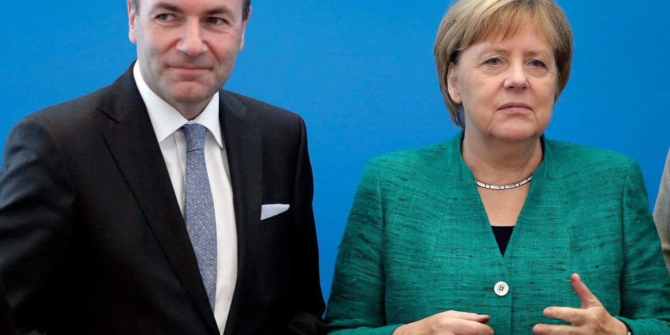Manfred Weber, tysk gruppledare för EU-parlamentets största partigrupp EPP, backas upp av bland andra förbundskansler Angela Merkel som kandidat att leda EU-kommissionen. Arkivbild.