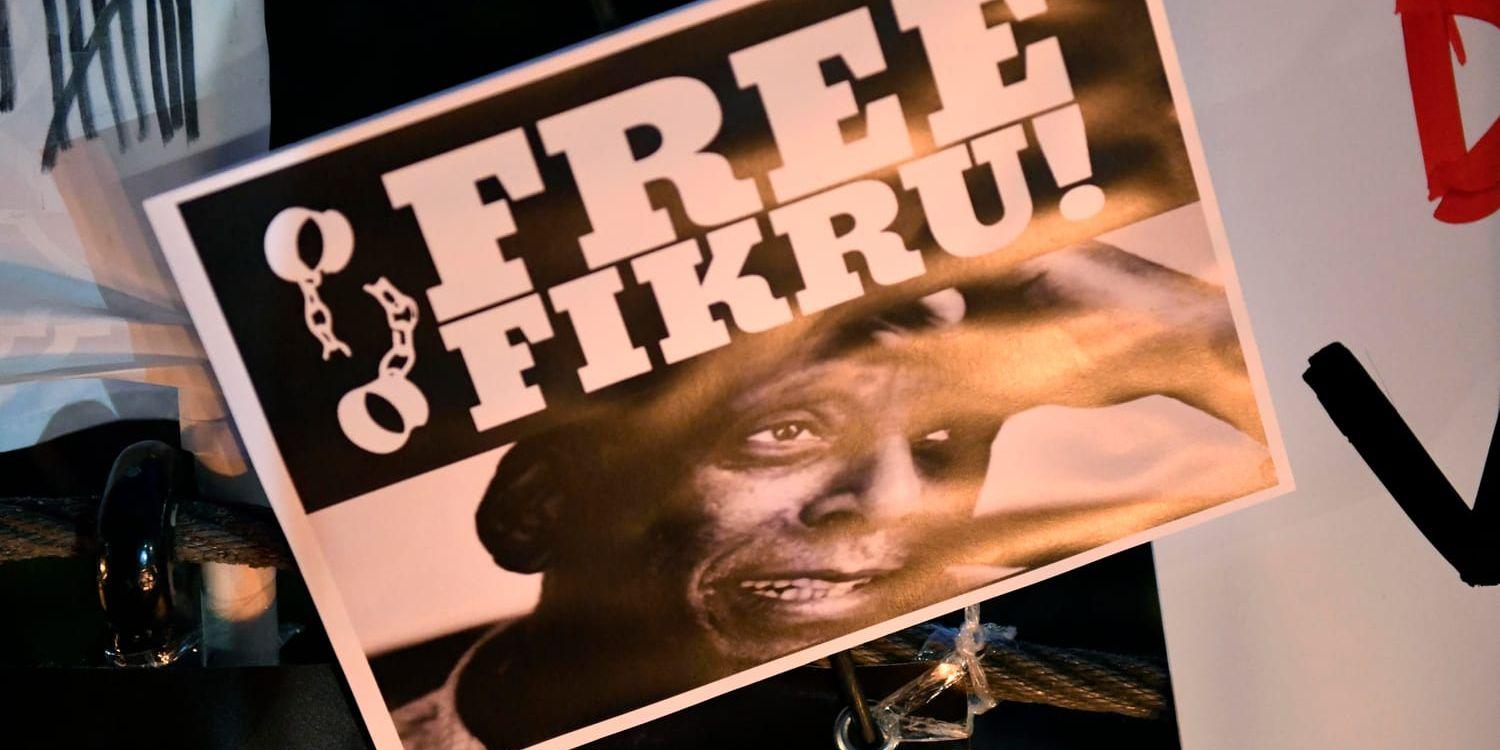En manifestation för frigivandet av läkaren Fikru Maru. Arkivbild.
