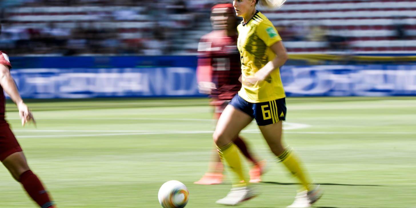 Magdalena Eriksson i gruppspelsmatchen mellan Sverige och Thailand i Nice i söndags.