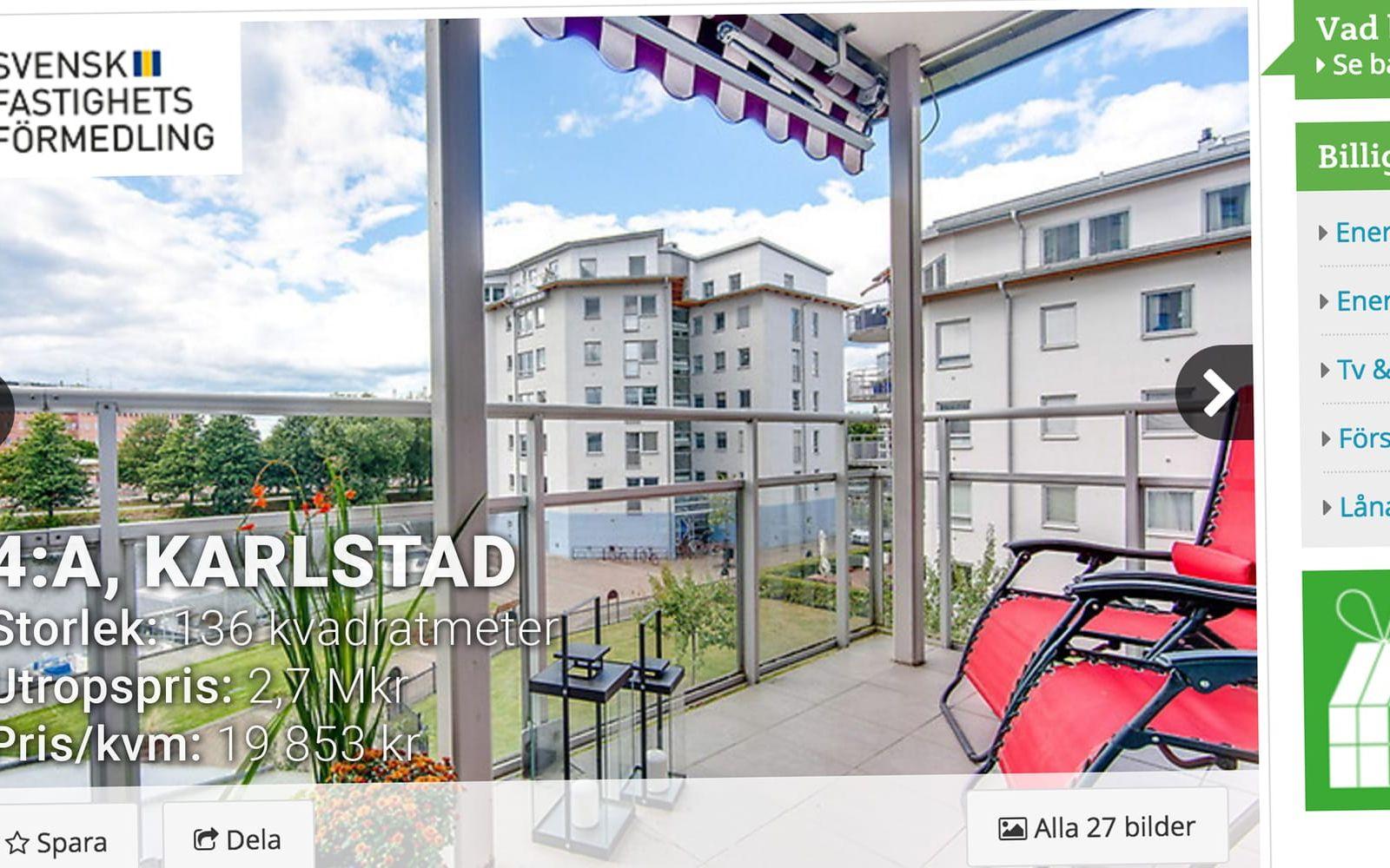 Ur beskrivningen: ”Underbar utsikt från balkong och kök/vardagsrum.” http://www.hemnet.se/bostad/9771017