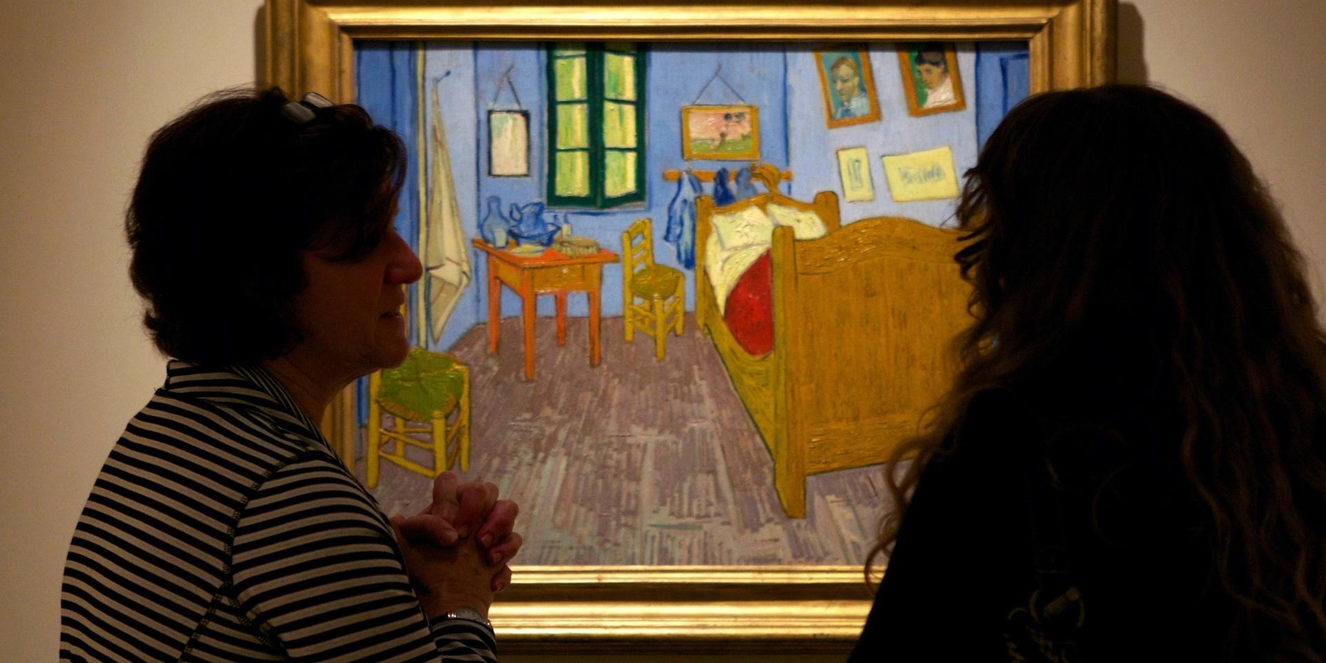 'Sovrum i Arles' finns i tre versioner. Här den första versionen, som Vincent van Gogh målade i oktober 1888. Rummet låg på andra våningen i ett gult hus i den sydfranska småstaden Arles. Huset är förevigat i målningen 'Det gula huset'. Arkivbild.
