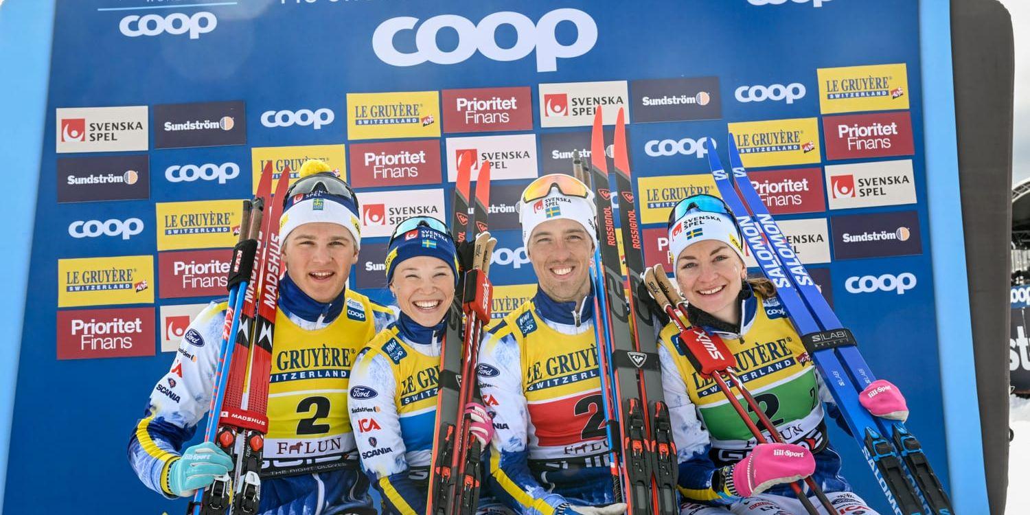 Sveriges förstalag, från vänster: Edvin Anger, Jonna Sundling, Calle Halfvarsson och Moa Ilar.