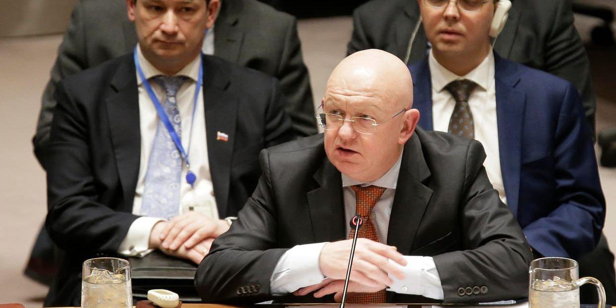 Ryssland och Kina lade in sina veton mot en FN-resolution om Venezuela. På bilden Rysslands FN-ambassadör Vasilij Nebenzija.