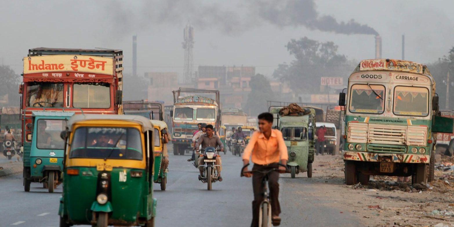 Trafik i Ahmadabad, Indien. Arkivbild.