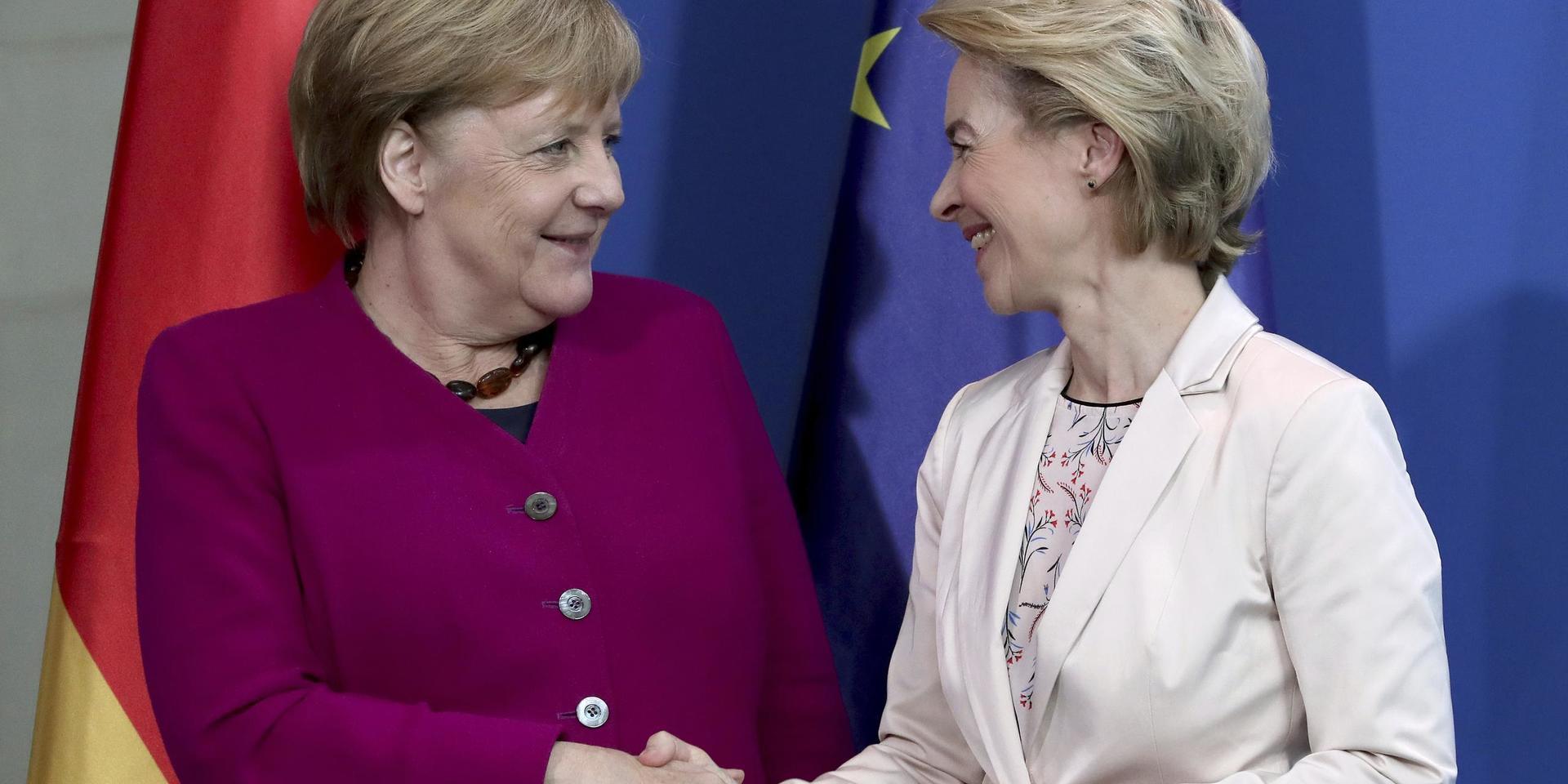 Tysklands förbundskansler Angela Merkel och EU-kommissionens ordförande Ursula von der Leyen.