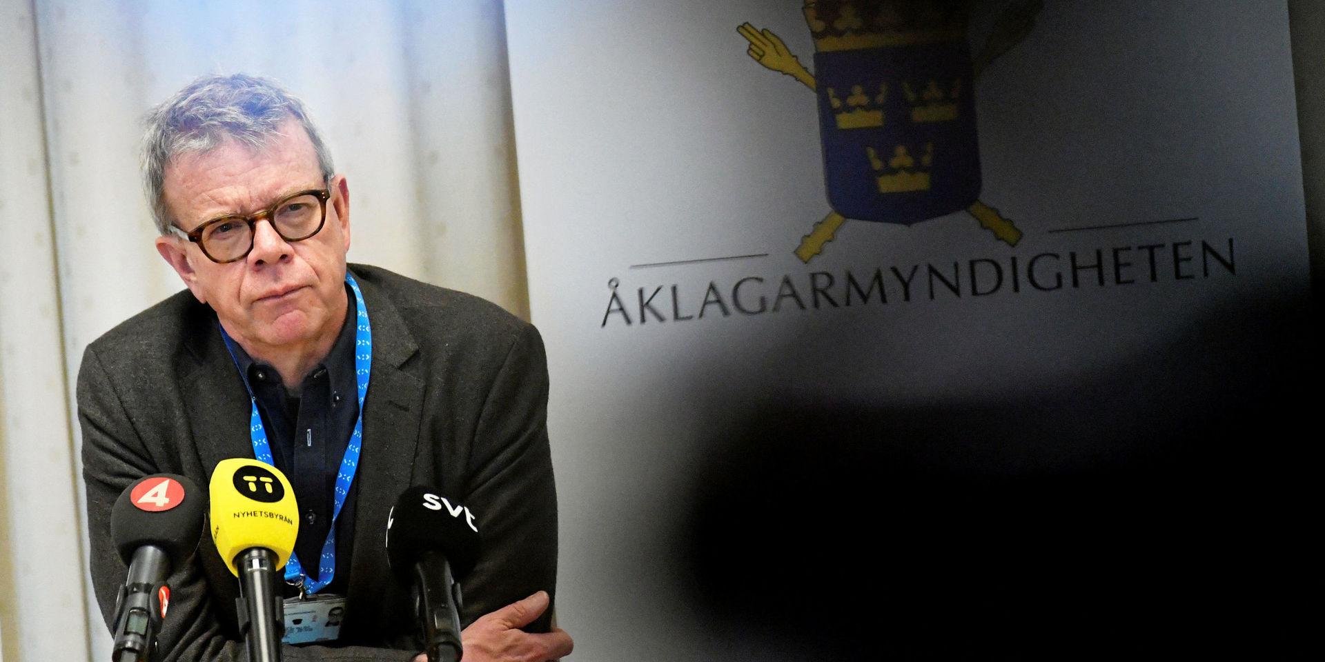 Thomas Ahlstrand, vice chefsåklagare, från en pressträff på Polishuset i Göteborg.
