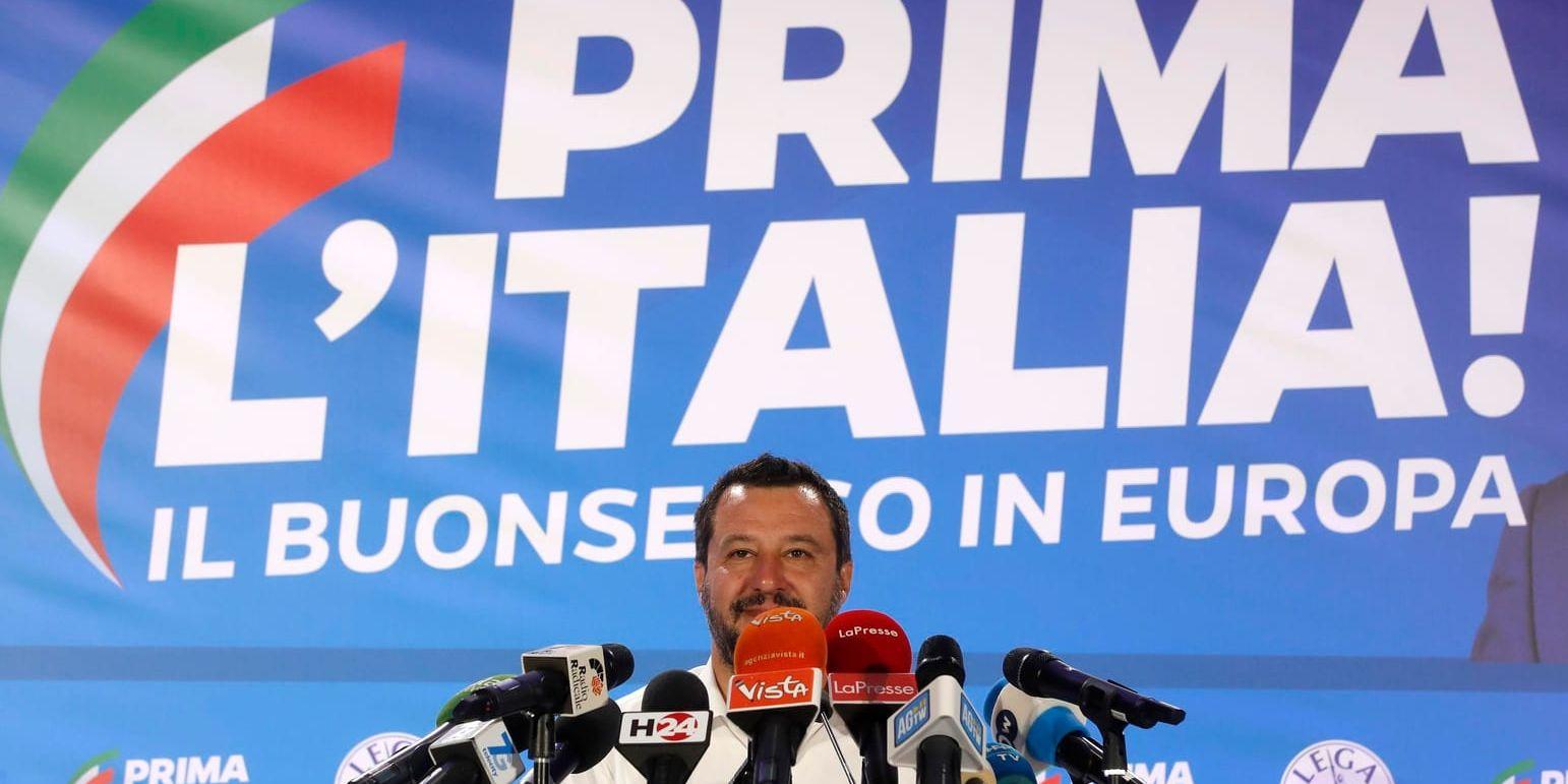 Störst i Italiens EU-val – men fortsatt minst i regeringen. Legas Matteo Salvini utesluter dock ett nyval för att ändra maktbalansen. Bilden togs i måndags.