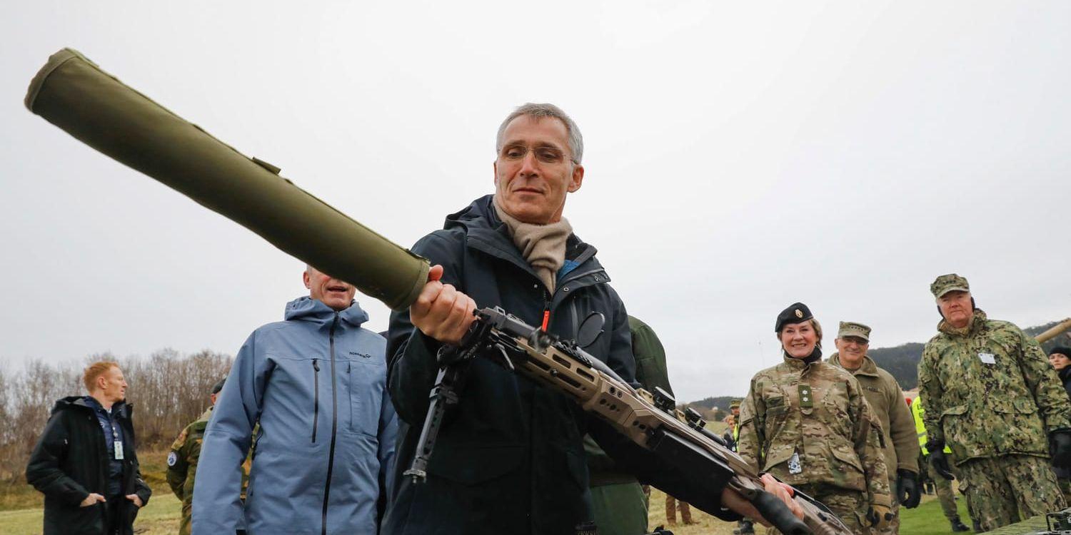 Natos generalsekreterare Jens Stoltenberg under Trident Juncture-övningen i Norge i slutet av oktober. Arkivfoto.