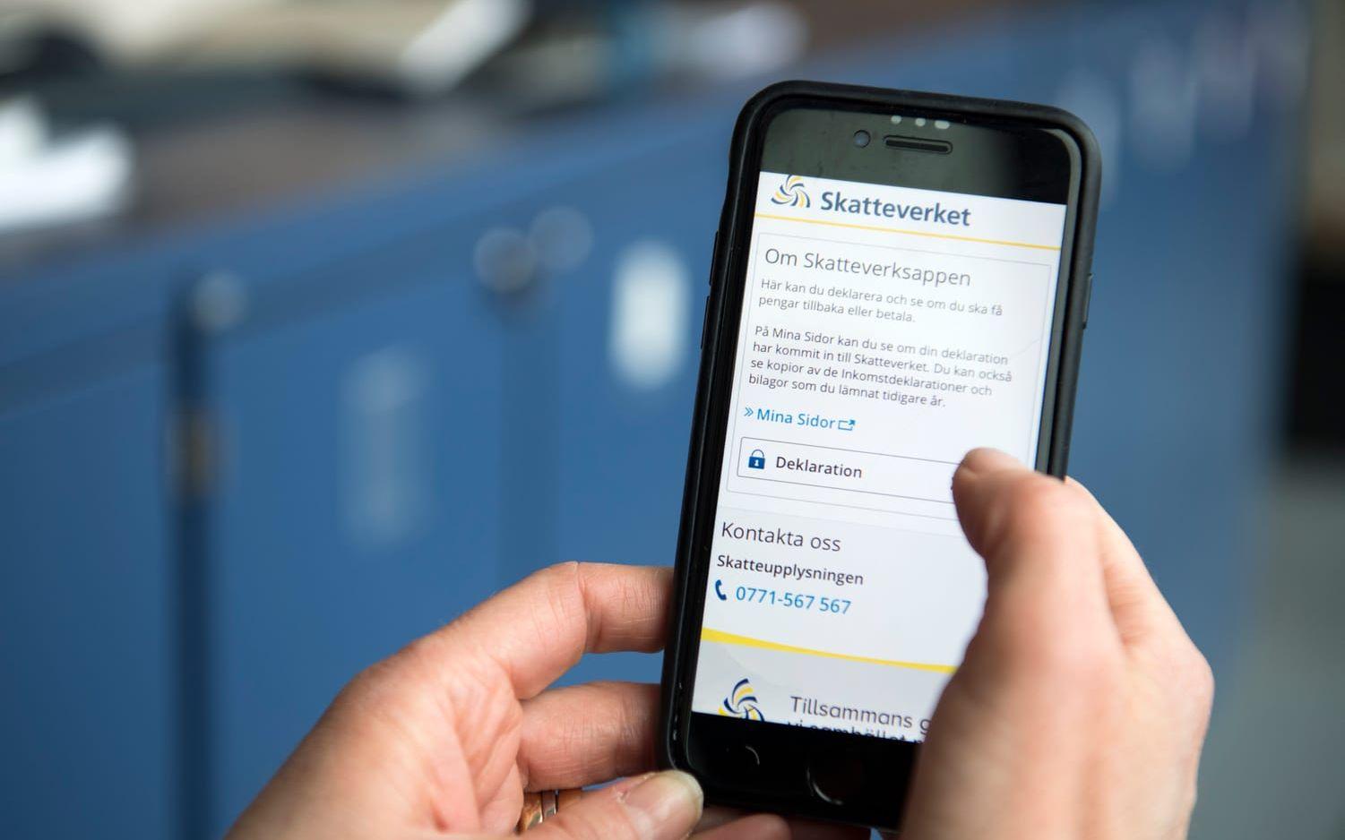 Skatteverkets telefonapp. Arkivbild.