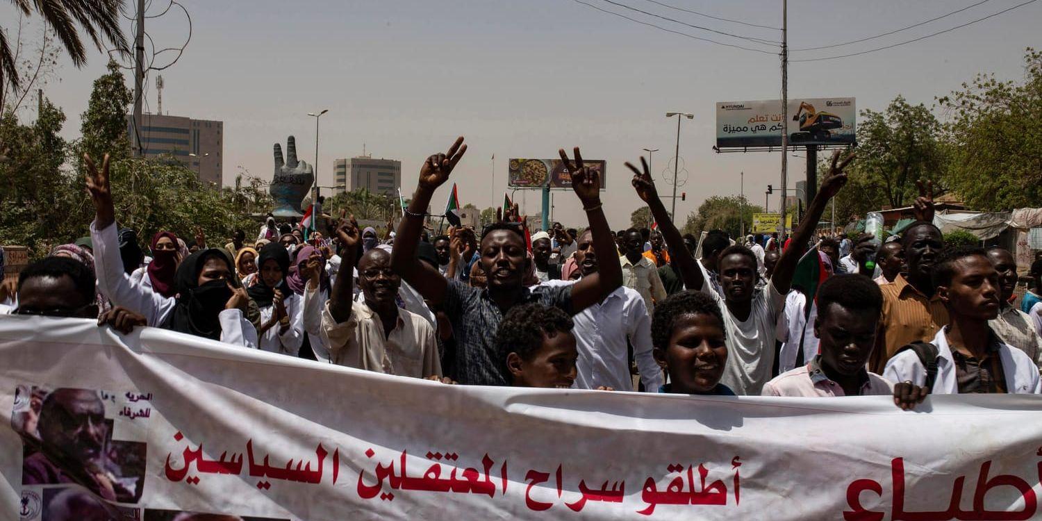 Demonstrationer mot det styrande militärrådet i Sudan tidigare i veckan.