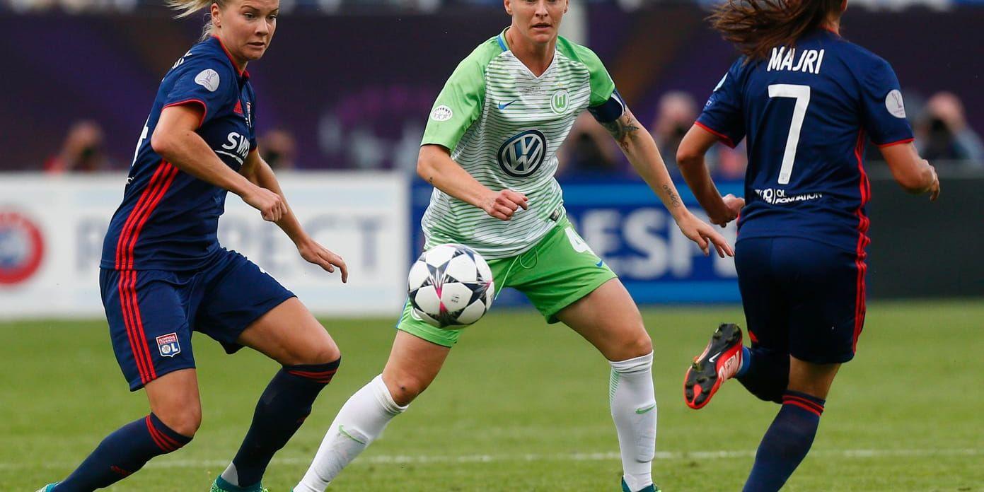 Nilla Fischer gjorde mål, men hennes Wolfsburg förlorade mot Lyon. Arkivbild.
