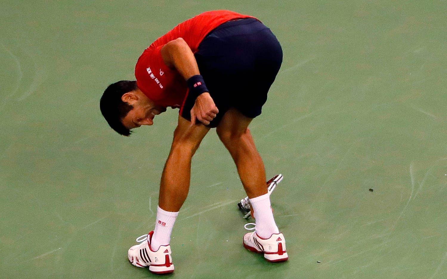 Det brast ordentligt för Novak Djokovic när han åkte ur Shanghai Masters. Bild: TT