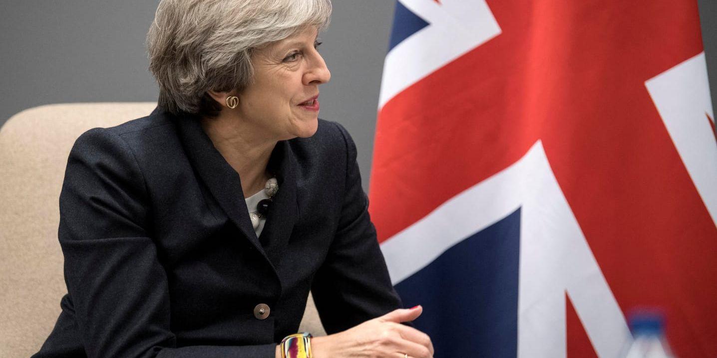 Den brittiska premiärministern Theresa May måste hitta en lösning före den 12 april om Storbritannien inte ska lämna EU utan avtal. Arkivbild.