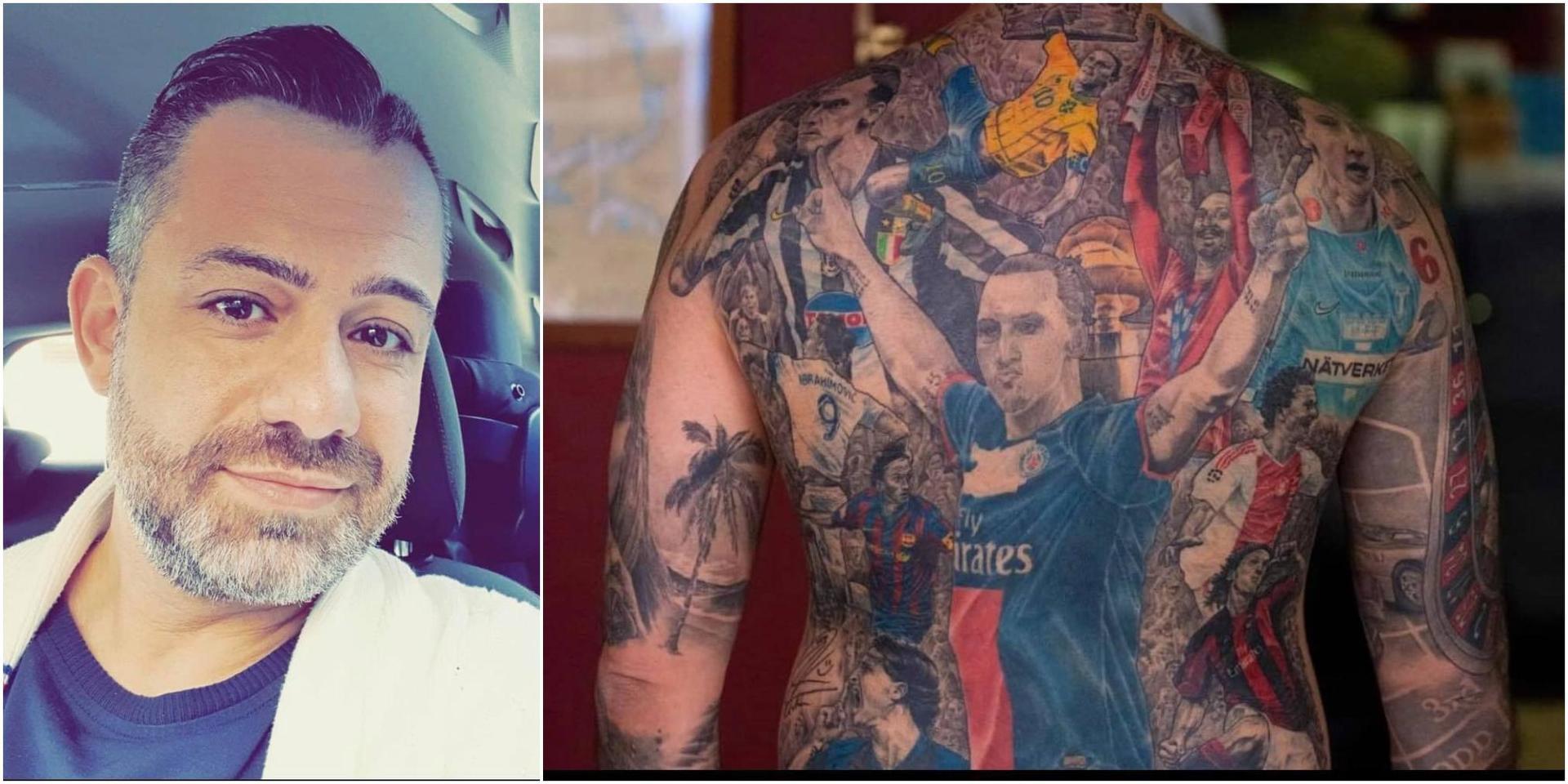 Mahmod Hashemi, 41, har valt att tatuera in sin hjälte, Zlatan Ibrahimovic, på ryggen. 