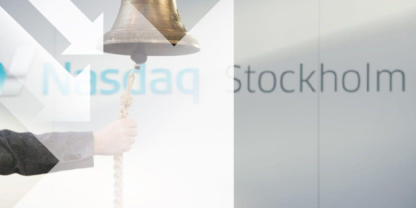 Stockholmsbörsen sjönk på bred front. Bildmontage.