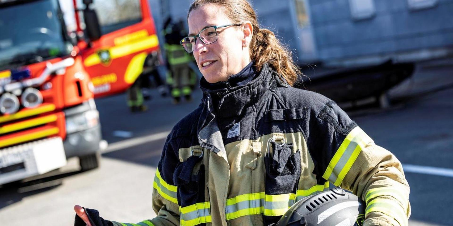 Anna Sandberg, deltidsbrandman i Falkenberg.