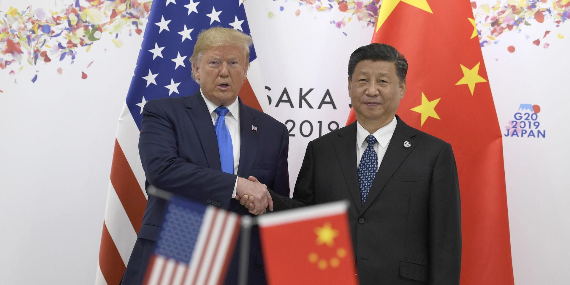President Donald Trump shakes hands with Chinese President Xi Jinping during a meeting on the sidelines of the G-20 summit in Osaka, Japan, Saturday, June 29, 2019. (AP Photo/Susan Walsh)