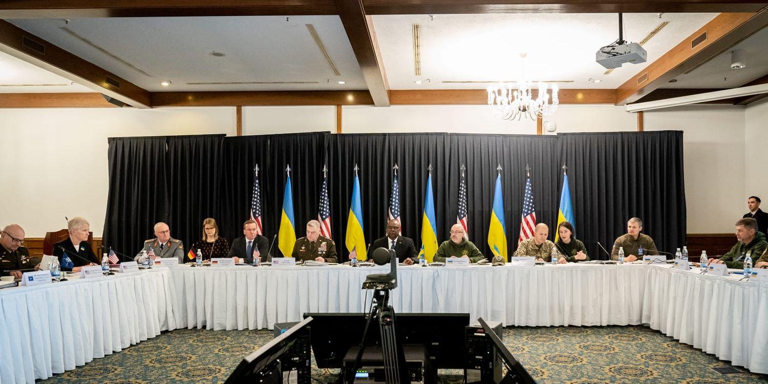 'Ukraine Defence Group' samlades på den amerikanska flygbasen Ramstein förra veckan för att diskutera fortsatt stöd. Fler än 40 länder närvarade. Arkivbild.