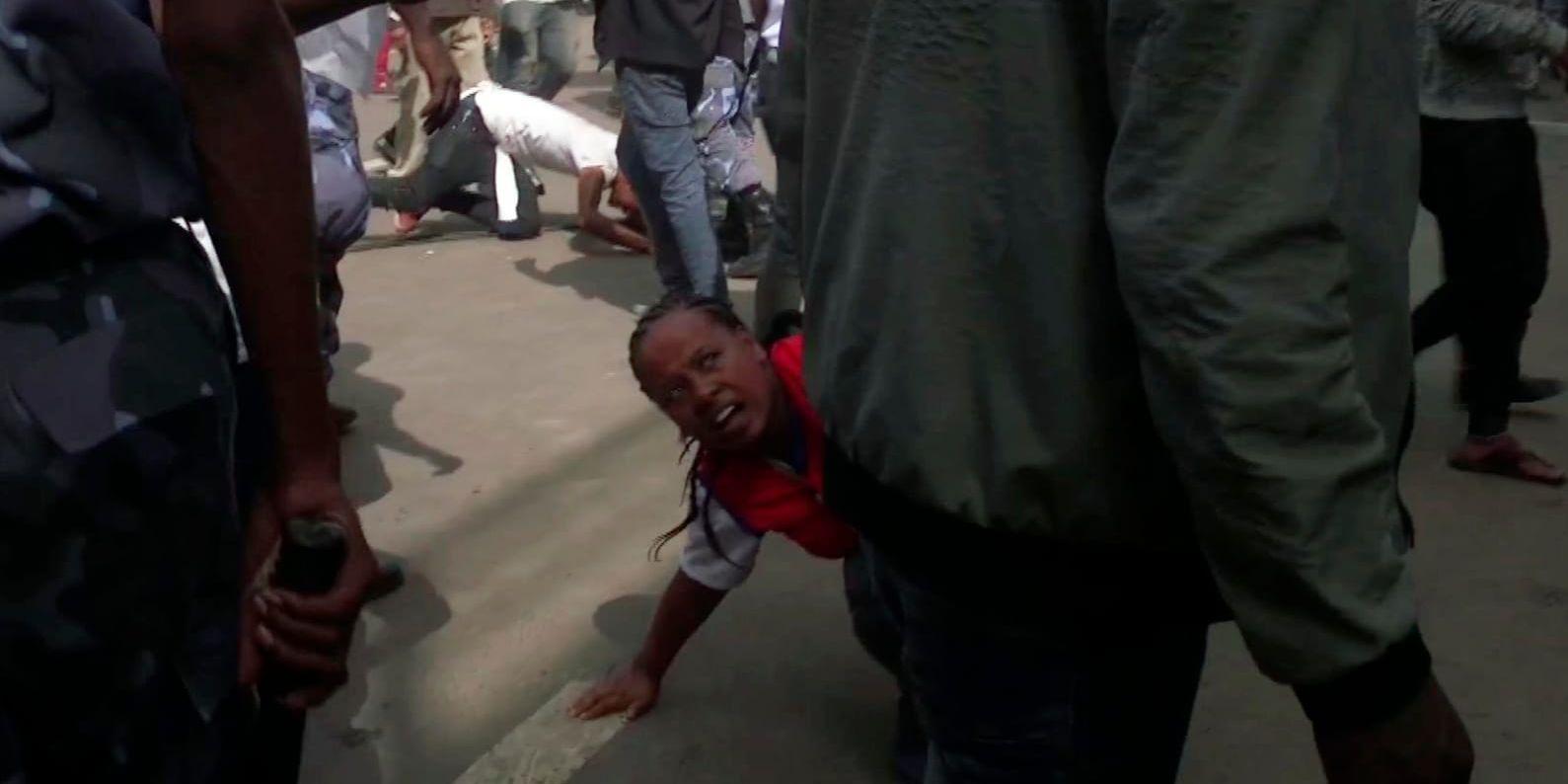 Panik utbröt efter lördagens granatattack på Meskeltorget i Addis Abeba. Arkivbild.