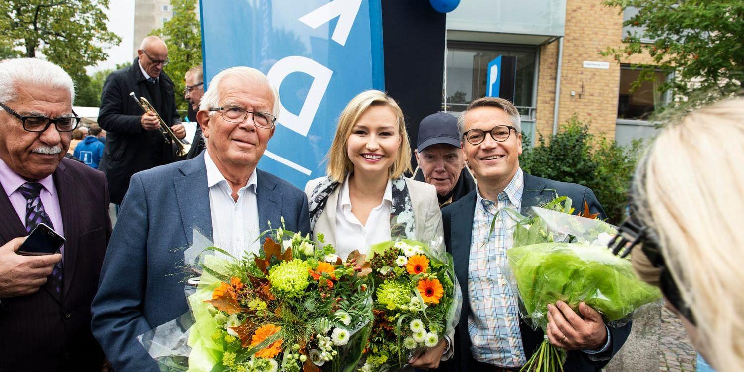 Kristdemokraternas partiledare Ebba Busch Thor håller valmöte med sina företrädare Göran Hägglund och Alf Svensson i Jönköping på lördagen.