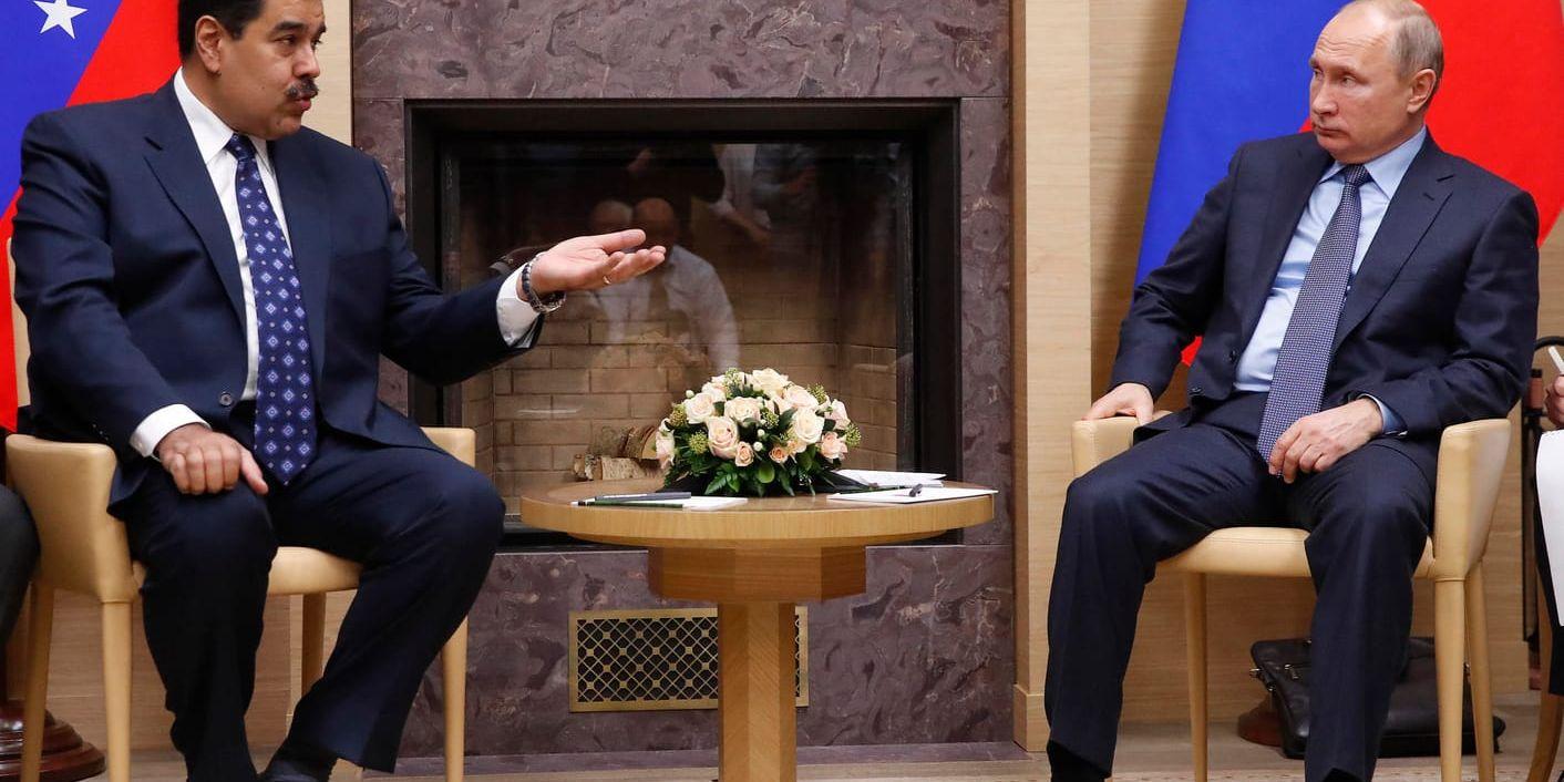 Venezuelas president Nicolás Maduro under ett möte med Rysslands ledare Vladimir Putin i december 2018.